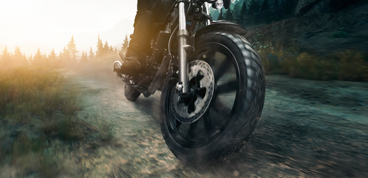 Close up of motorbike riding a trail