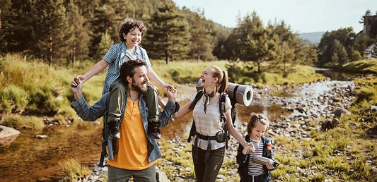 Family hiking together