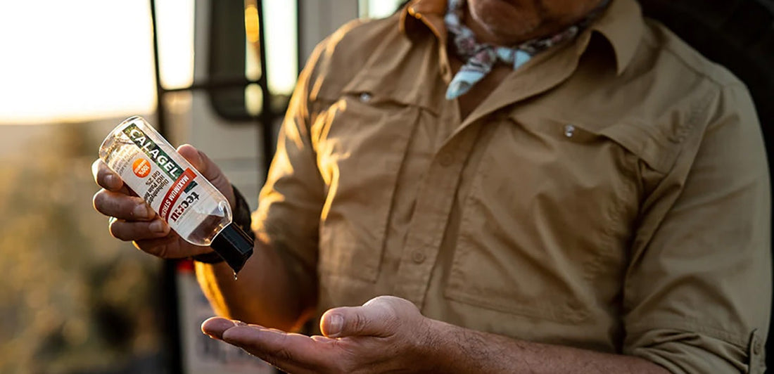 Man applying Calagel to his skin