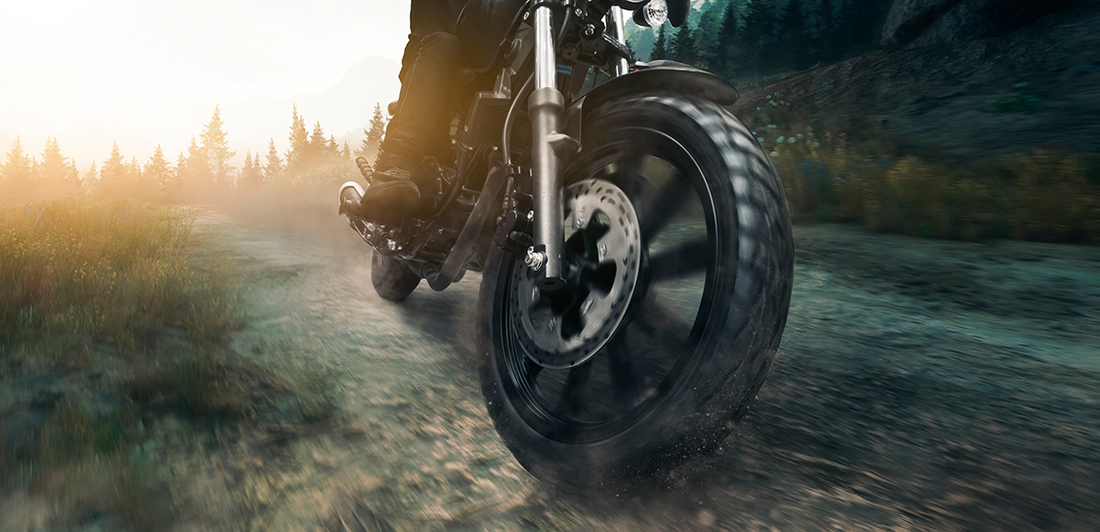 Close up of motorbike riding a trail
